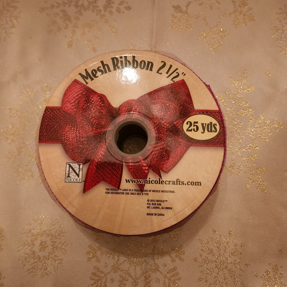 NDI Metallic Pink Deco Mesh Ribbon 2.5 Inch x 25 Yds Floral Craft Wreath Bows